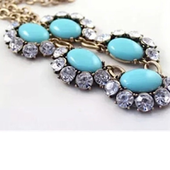 TURQUOISE CRYSTAL STATEMENT NECKLACE #307 - Picture 2 of 2